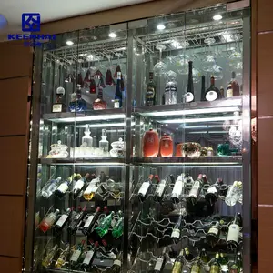 Espositore vino moderno in acciaio inox con vetro personalizzato porte nobili ed Elegent per mobili per la casa