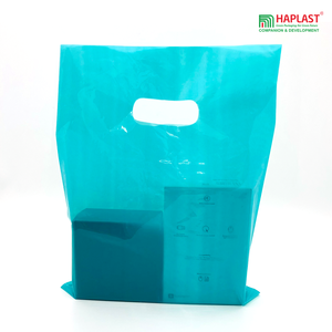 Bolsa de plástico con asa reciclable reutilizable personalizada, bolsa de transporte de PE, bolsa de compras de embalaje troquelado con diseño de logotipo - Product Image 2