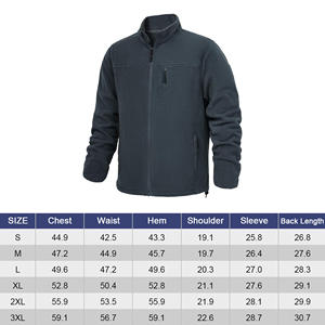 Veste en polaire brodée pour homme, fermeture éclair intégrale, col montant, respirante, écologique, multi-poches, devant doux, chaude, vêtements de rue d'hiver - Product Image 6