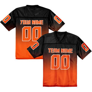 Camisetas de Fútbol Americano Sublimadas Personalizadas OEM, Tejido de Malla de Poliéster Transpirable de Secado Rápido, Tallas Grandes, Antibacterianas y Anti-UV - Product Image 1
