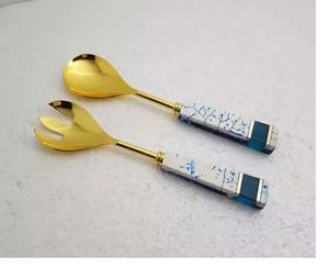 Nouveau design de couverts en métal dernier cri prix de gros nouvelle cuillère en métal serveur à salade en acier inoxydable nouveau design ensemble de couverts en métal - Product Image 3