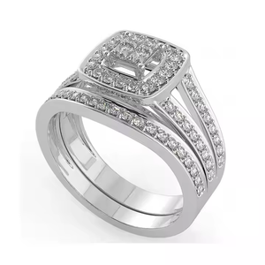 แหวนเพชรทองคำขาว10K สำหรับผู้หญิงสไตล์วินเทจที่น่าดึงดูดพร้อมความเงางามสดใสและการออกแบบที่ทันสมัยเหนือกาลเวลา - Product Image 1