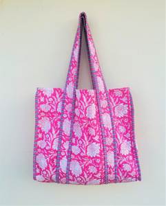 Fourre-tout matelassé fleur épaule grande capacité sac en coton sac à provisions écologique sac cadeau - Product Image 4