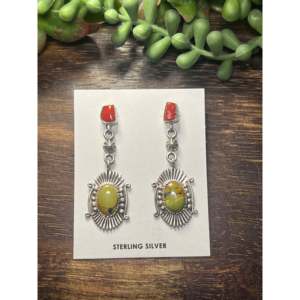 Navajo Handmade Multi Stone & <b>Sterling</b> <b>Silver</b> Drop <b>Dangle</b> <b>Earrings</b> - Product Image 1