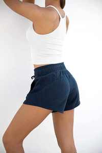 Shorts de sport pour femmes, best-seller aux États-Unis - Tissu en velours côtelé personnalisé OEM, respirant et écologique, taille haute, effet délavé - Product Image 6