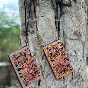 Women's Hand Tooled Leather Credit Card Wallet Western Leather Clutch Genuine Cowhide Hand <b>Stitched</b> Leather Wallet <b>Gift</b> <b>for</b> <b>Her</b> - Product Image 4