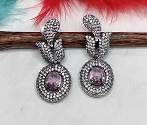 Designer Ethnic <b>Bridal</b> <b>Earrings</b> With Faux Stones And Antique Gold Polish For Festive Occasions From India - Product Image 3