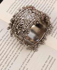 Stylish Oxidised Silver <b>Adjustable</b> Size Cuff <b>Bracelet</b> For Women & Girls Traditional Indian Design Ideal for Casual & Formal Wear - Product Image 2