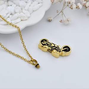 Pendentif de crémation moto or pour les cendres collier commémoratif en acier inoxydable cendres urne souvenir pour hommes femmes taille personnalisée urne - Product Image 3