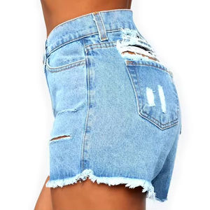 Pantalones cortos de mezclilla de moda para mujer, pantalones vaqueros de tiro alto rasgados Vintage, pantalones cortos, ropa de verano de moda informal para viajes, Playa y uso diario - Product Image 3