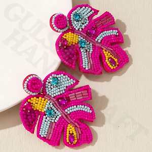 ColorPlay Unique Boho Pendientes bordados multicolores Artesano Multicolor Forma de flor Diseños florales vivos de moda - Product Image 6