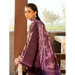 Ensemble de costume Dhanak brodé 3 pièces pour femmes BIN ILYAS avec châle imprimé Courtrai et pantalon Dhanak - BIC-4123 - Product Image 5