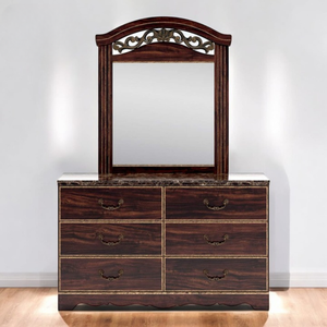 Miroir de table de maquillage de luxe moderne fait à la main en bois de teck massif écologique et durable 6 tiroirs appartement d'hôpital - Product Image 5