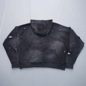 Sweat à capuche en coton 100% respirant, écologique, coupe classique vintage, imprimé délavé à l'acide, design streetwear, thermique - Product Image 2