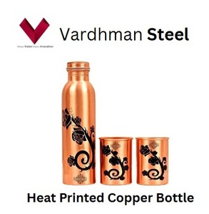 Bouteille en cuivre de 1 L avec logo personnalisé imprimé à chaud, vaisselle en plastique élégante avec un design unique pour chaque gorgée - Product Image 4