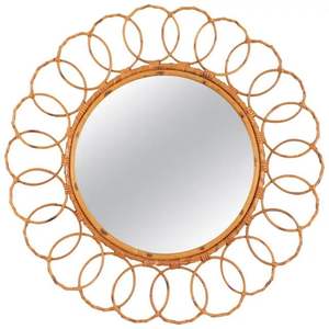 Artesanía hecha a mano hogar sol flor forma Vanit belleza redondo decorativo tejido ratán mimbre sauce marco ratán habitación Decoración - Product Image 2