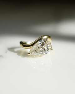 12x8mm Pear Cut White Moissanite Engagement <b>Ring</b> Unique Bypass Band <b>Solitaire</b> <b>Ring</b> 925 <b>Silver</b> 10k 14k 18k Gold Wedding Jewelry - Product Image 1