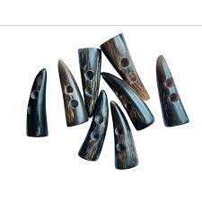 Corne de buffle naturelle de haute qualité bascule 2 trous boutons ovales ronds Jeans manteaux vestes sacs couleur noire Logo personnalisé décoration - Product Image 4