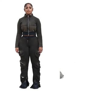 Conjunto Deportivo Unisex 2025 para Mujer, Sudadera Corta con Cremallera, Conjunto de Dos Piezas, Trajes Deportivos Personalizados de Invierno, Conjuntos Deportivos para Mujer, Ropa Lisa - Product Image 4