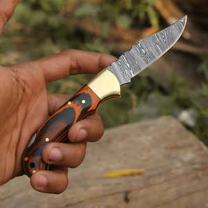 Drop Shipping Custom Handmade Damascus Steel Folding <b>Knife</b> Leather Sheath OEM Pocket <b>Knife</b> Outdoor Camping Hunting High - Product Image 1
