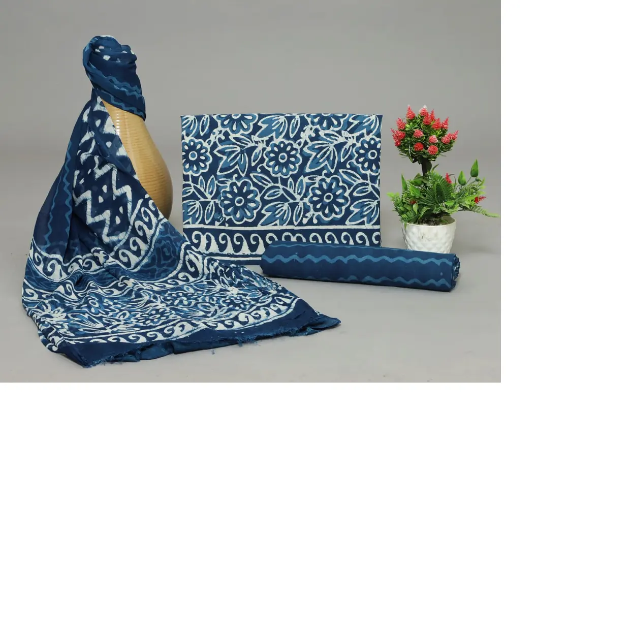 Tela de algodón con estampado floral para decoración del hogar, tejido de algodón azul indigo personalizado, adecuado para decoración del hogar y fabricante de textiles para el hogar