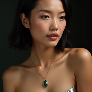 Collar con colgante geométrico de turmalina verde-azul de oro sólido de 14K, joyería fina moderna personalizada, corte de cometa único - Product Image 5