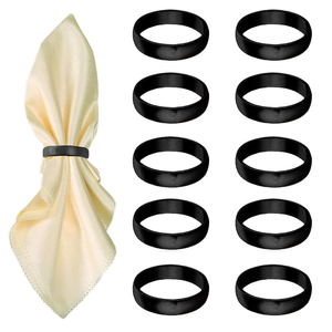 Anneau de serviette en métal, anneau de serviette décoratif pour table, boucle de serviette de mariage, anneau de couleur noire - Product Image 1