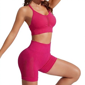 Women's Yoga Sports <b>Bra</b> and Shorts Set High Waist Four-Way Stretch Solid Pattern Gym Fitness Wear Two Piece Workout Gym Fitness - Product Image 4