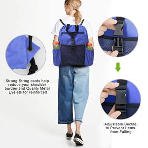 Blue <b>Drawstring</b> <b>Backpack</b> With Side Pockets And Sturdy Zipper For Outdoor Use Best Price Wholesale OEM Supplier - Product Image 6