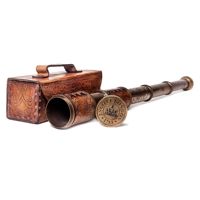 Télescope en laiton massif avec étui en cuir |   Vaisselle nautique polie |   Loupe à grossissement 3x-5x, design vintage de 17,5 pouces