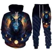 Conjunto Deportivo de Otoño Personalizado con Estampado 3D y Bordado, Sudadera con Capucha y Pantalones de Forro Polar para Hombre y Mujer, 2 Piezas, Estilo Hip Hop, Urbano, Holgado e Informal