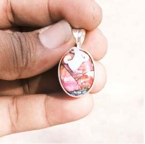 Colgante de Turquesa Rosa Natural con Cobre y Plata de Ley 925, Colgante Hecho a Mano con Diseño Único - Product Image 2