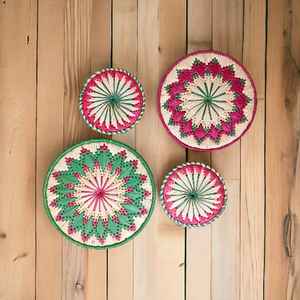 Cesta de pared de hierba Moonj Multicolor hecha a mano, estilo de arte de bambú ecológico, regalos de inauguración de la casa de calidad Natural única, colgante de pared - Product Image 2