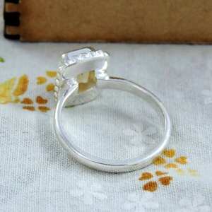 Handmade <b>Citrine</b> <b>Ring</b> in 925 Silver Square Cut Yellow Gemstone Birthstone Gift for Women - Product Image 4