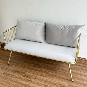 Modern 2-Seater Iron Frame Patio <b>Bench</b> with Fabric <b>Cushion</b> for Outdoor Dining or Villa SFB68070 - Product Image 5