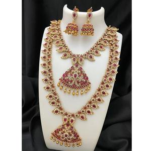 Elegante Moissanite chapado en oro collar conjunto de estilo para bodas y celebraciones festivas collar de latón para compromiso boda - Product Image 1