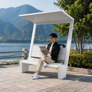 Banco <span class=keywords><strong>de</strong></span> Parque Moderno para Exteriores con Toldo |   Asientos Públicos Inteligentes con Energía Solar y Carga USB para Parques y Ríos - Product Image 3
