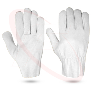 Gants industriels de sécurité pour conducteur en cuir de chèvre non doublés OEM de couleur blanche avec une protection maximale Gants de style pouce des ailes - Product Image 1