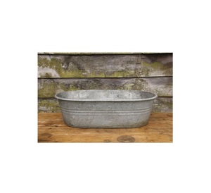 Large rustic galvanized <b>planter</b> tub perfect <b>for</b> backyard flower gardens porch displays farmhouse patios and weddings - Product Image 3
