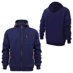 Sweat-shirt à capuche 100% coton épais et chaud pour hommes, sweat-shirt à capuche à fermeture éclair réversible respirant de grande taille pour l'hiver de haute qualité - Product Image 1