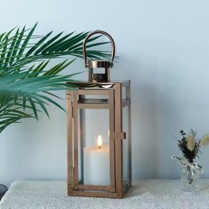 Metal lantern copper plated decorative lighting flower vase cabinet <b>spice</b> <b>rack</b> style classic metal home decor - Product Image 6