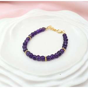 18K Gold Filled Amethyst Ball <b>Bracelet</b> 925 Sterling <b>Silver</b> Gift for Someone Special - Product Image 5
