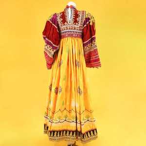 ชุดเดรส kuchi afghan งานทำมือผ้าฝ้ายทรงเอไลน์ยาวถึงพื้นพร้อมเทคนิคการปักลายผ้าย้อมสีเรียบ - Product Image 4