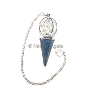 Pierre semi-précieuse artisanat Sodalite 6 à facettes avec pendules à chaîne en argent - Product Image 2