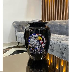 Urne de crémation en émail haute impression personnalisée nouveau Style américain adultes urnes de crémation pièce maîtresse pour la décoration de la maison - Product Image 1
