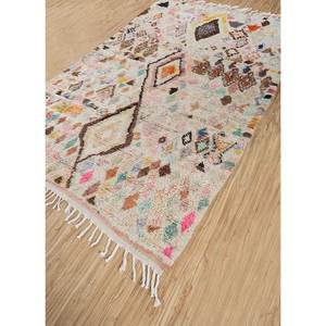 Tapis en laine noué à la main Nuray Ivory, motif géométrique abstrait, style bohème pour la maison, le salon, l'entrée, le couloir - Pae-4609 - Product Image 2