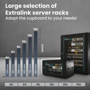 Extralink 12U Tipo oscilante Gabinete de montaje en rack de pared 600x600 AZH Metal negro en stock - Product Image 6