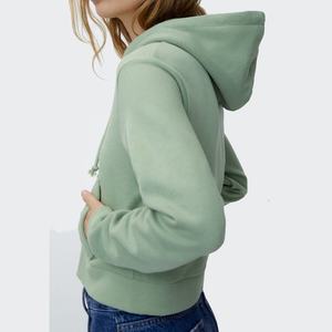 New Fashion Latest Designs Cropped <b>Zip</b>-Up Hoodies for Women Custom Logo Full Sleeves Crop <b>Top</b> Short Sports Women's Hoodie - Product Image 3