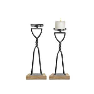 Lot de 2 bougeoirs en fer métallique à un pilier, décoration de maison et d'hôtel, Design de luxe, couleur noire - Product Image 6