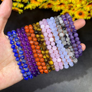 Pulsera de piedras preciosas de cristal azul Natural de 8mm, Cuarzo Rosa amatista para hombres y mujeres, piedras curativas a la venta - Product Image 6